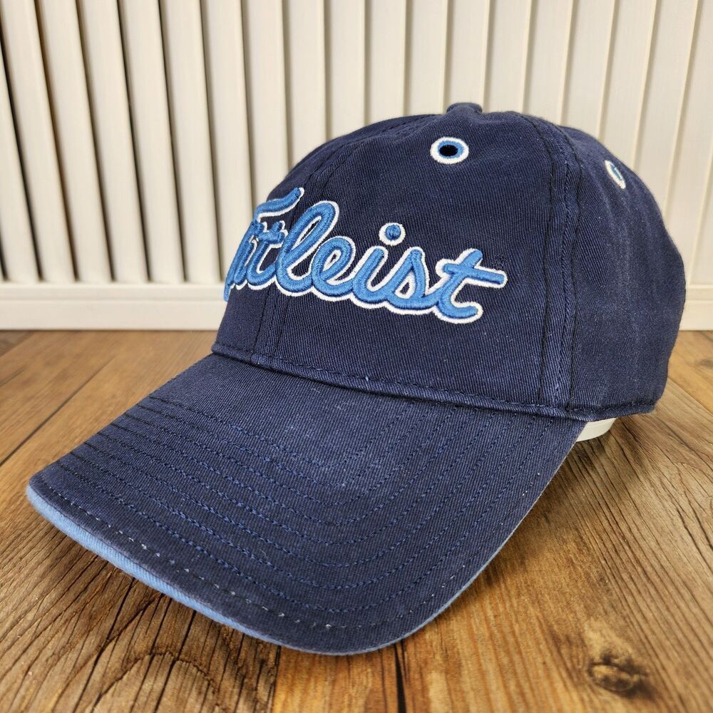 New Era Titleist Golf Strapback Dad Hat Cap Blue Embroidered Spell Out Logo